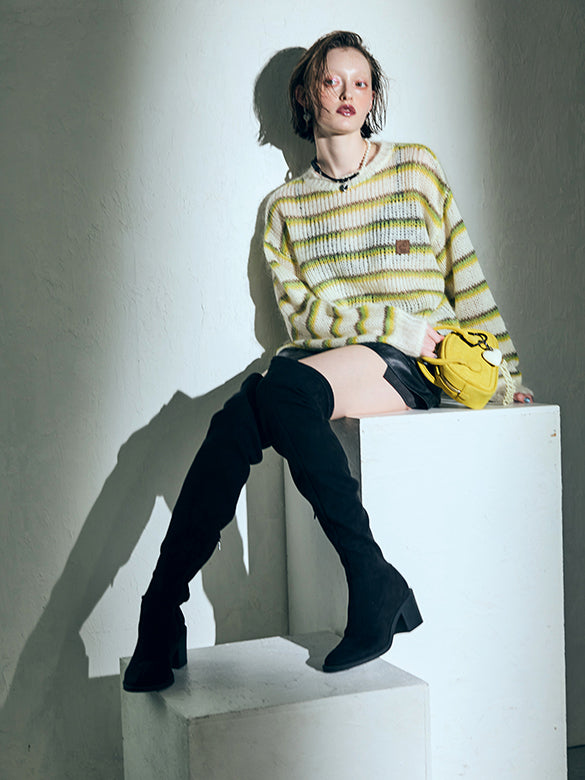 Mohair Stripe Knit Top