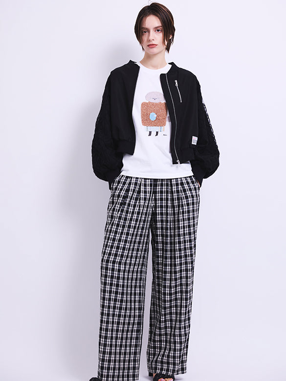 Ribbon Tulle Sleeves Blouson