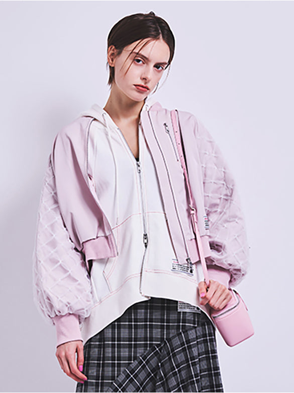 Ribbon Tulle Sleeves Blouson