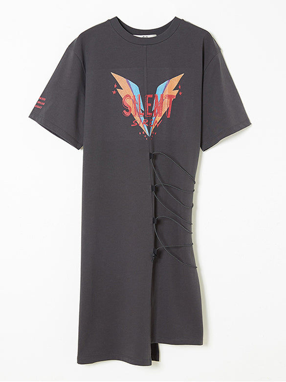 Lace-Up  Long-Top T-Shirt