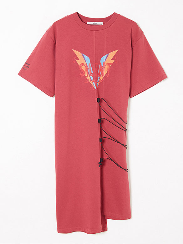 Lace-Up  Long-Top T-Shirt