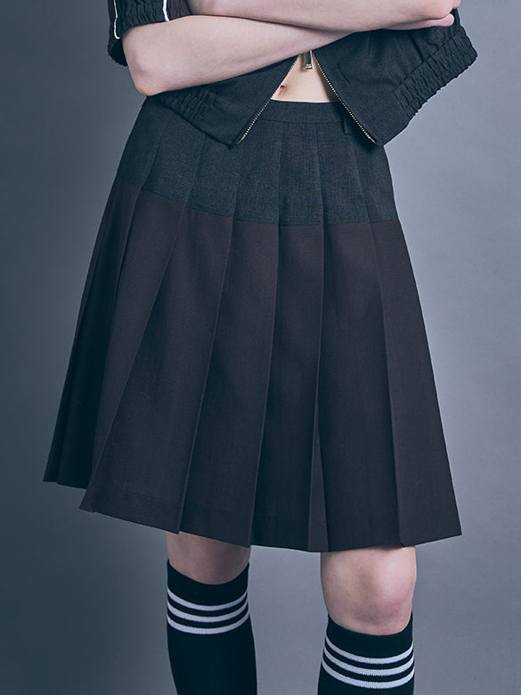 Plaid Pleats Skirt