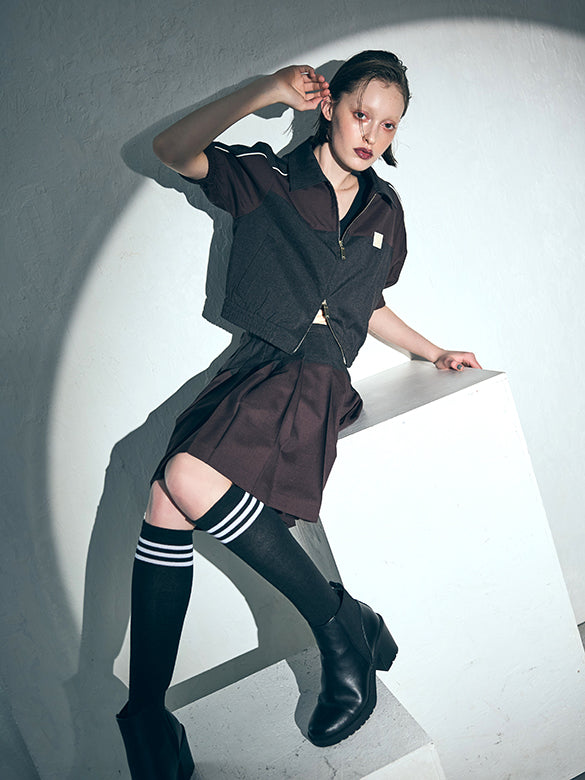 Plaid Pleats Skirt