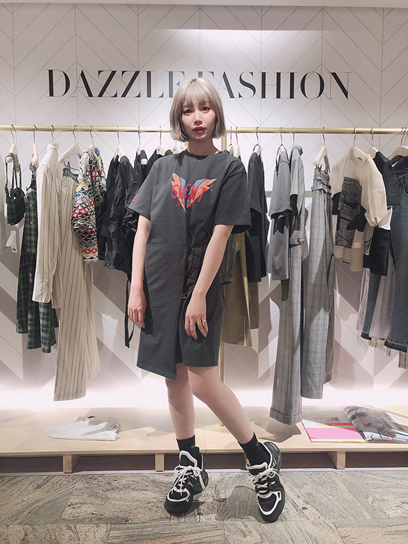 Lace-Up  Long-Top T-Shirt