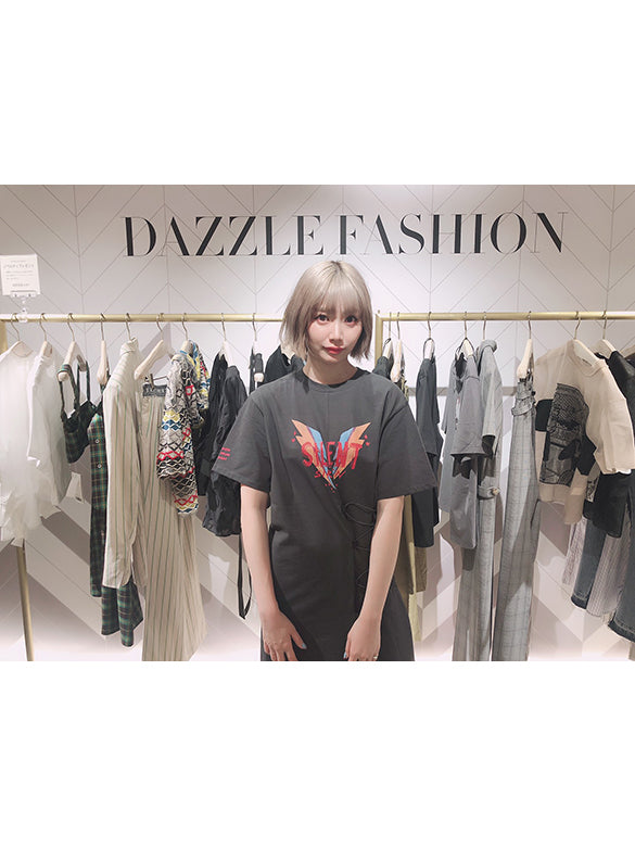 Lace-Up  Long-Top T-Shirt