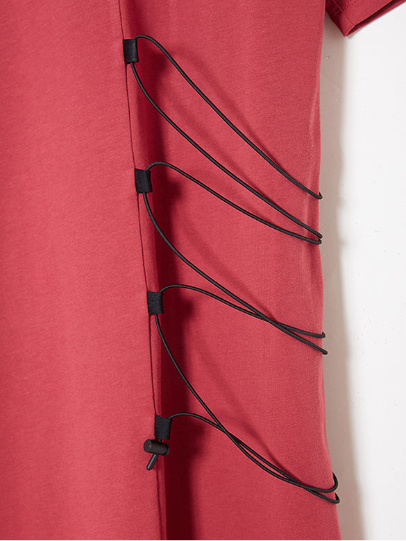 Lace-Up  Long-Top T-Shirt