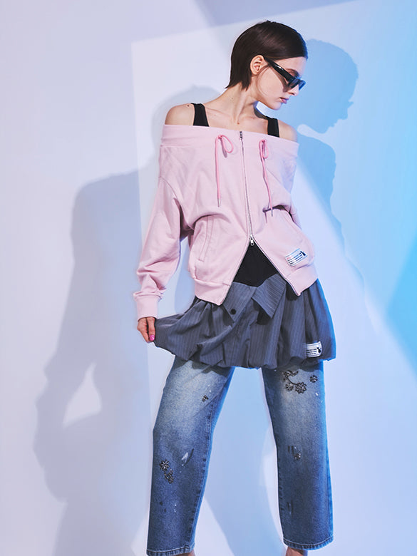 Painted & Beads Denim Pants