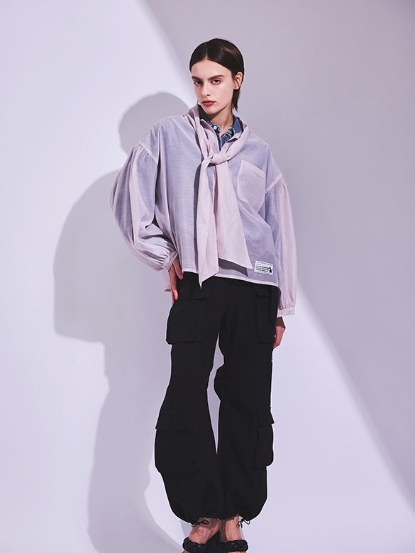 Waist Aperture Denim Shirt