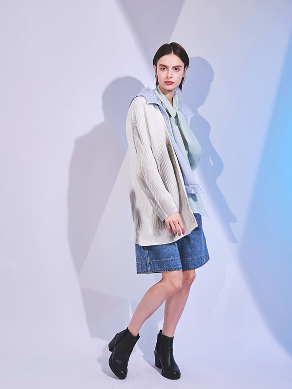 Scarf Belted Denim Half Pants