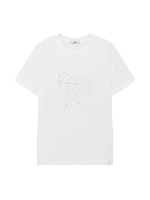 Sequins & Beads & Tulle Ribbon T-shirt