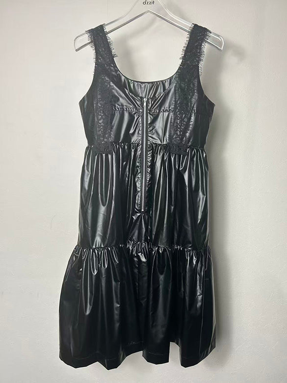 Glitter Lace Strap Gather Dress