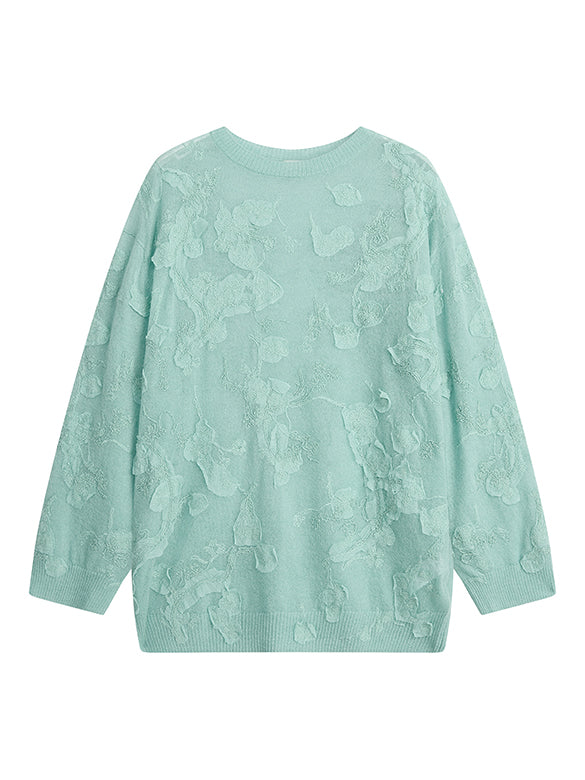 Flower Embroidery Knit Top