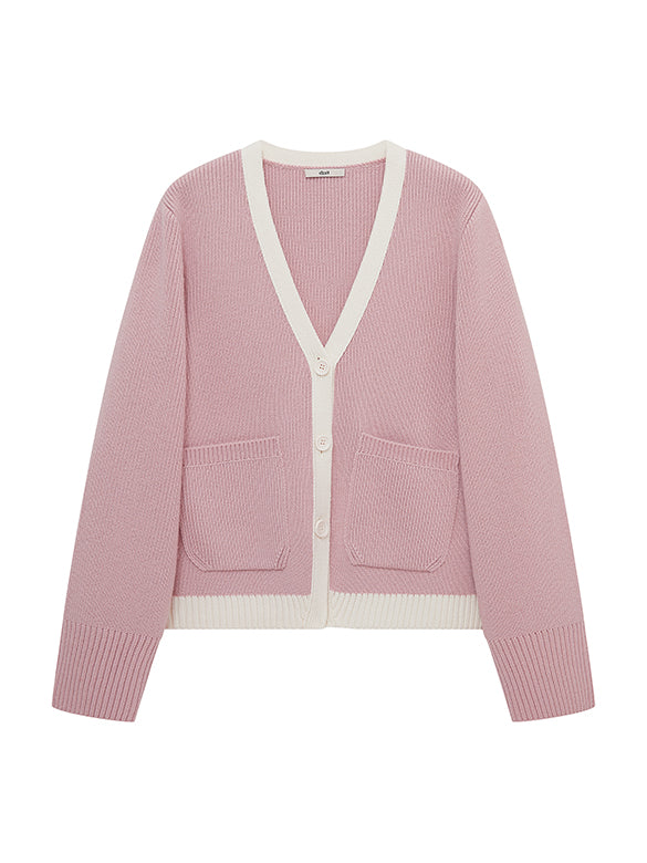 Bi-color Piping Knit Cardigan