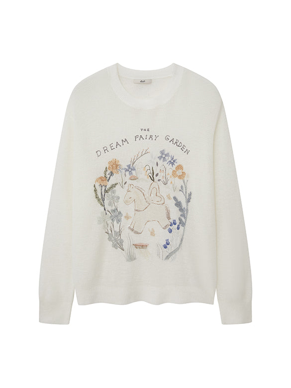 Unicorn Embroidery & Sequins Knit Top