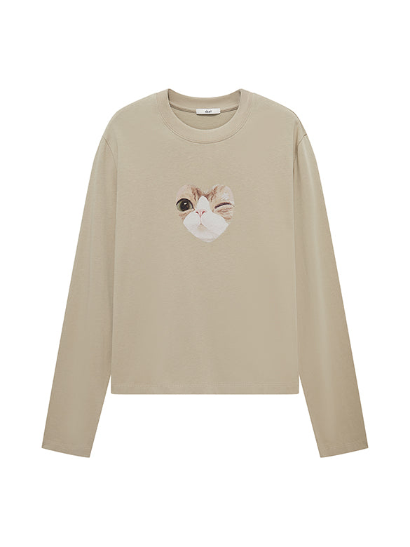Cat Printed Long-sleeves T-shirt