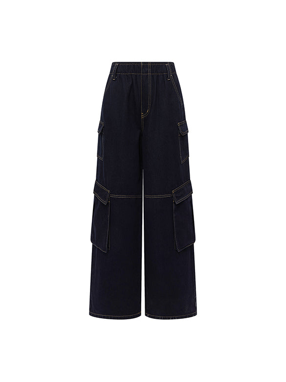 Rigid Denim Cargo Pants