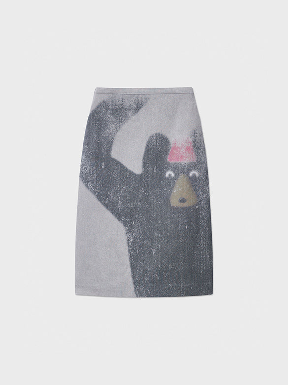 Euan Roberts Collaboration Printed Tight Denim Skirt