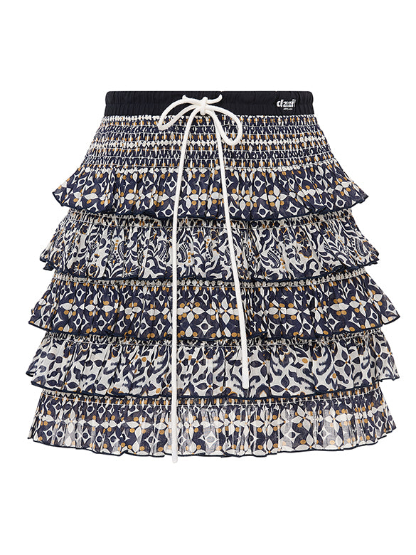 Geometric Pattern Frill Skirt