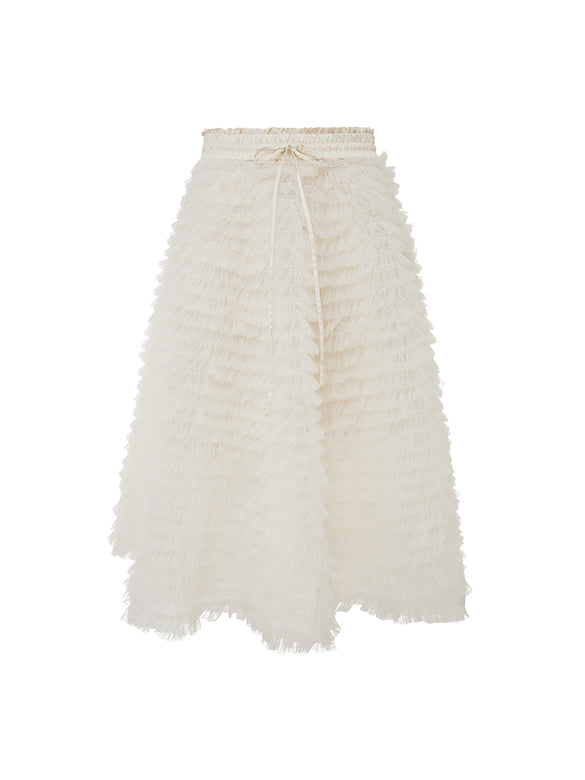 White Tulle Tiered Skirt