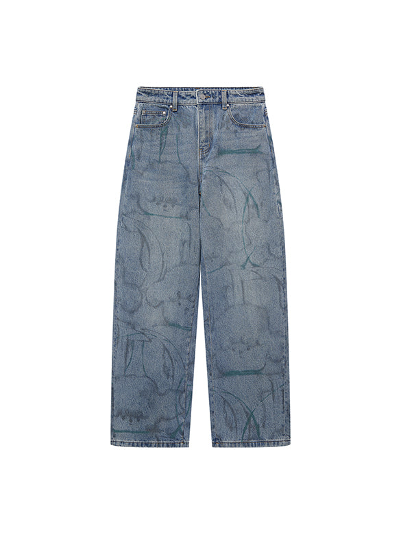 Character Printed Denim Pants