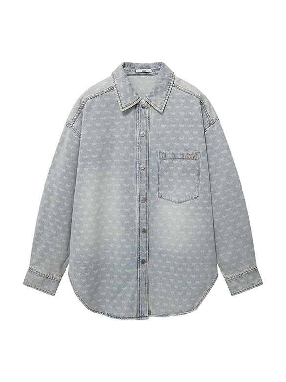 Butterfly Pattern Denim Shirt