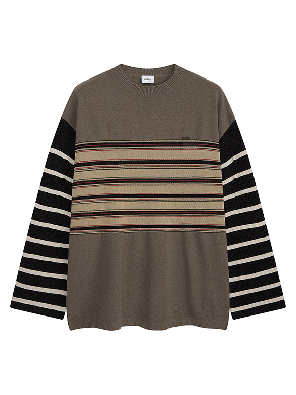Mixed Stripe Design Knit Top