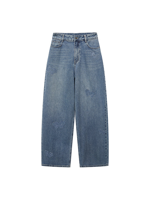 Butterfly Patch Denim Pants