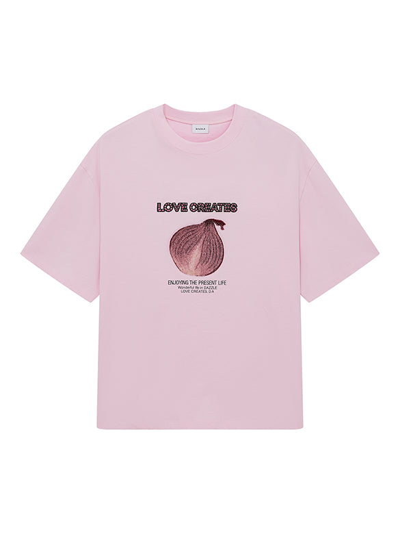 Embroidery Mix Fabric T-shirt