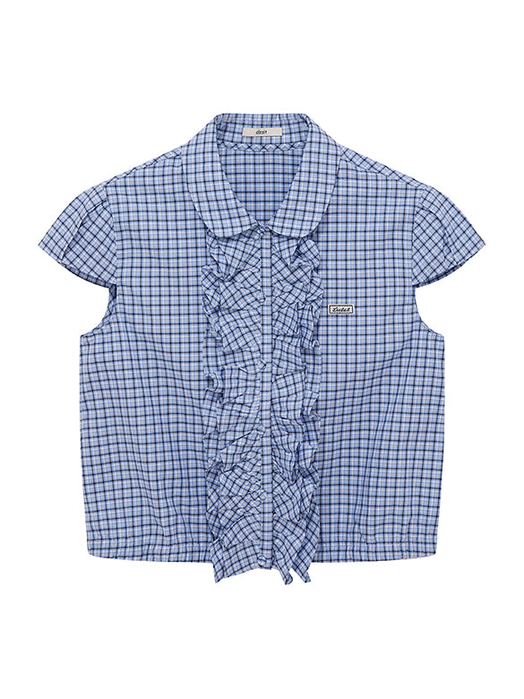 Frill Design Plaid Blouse