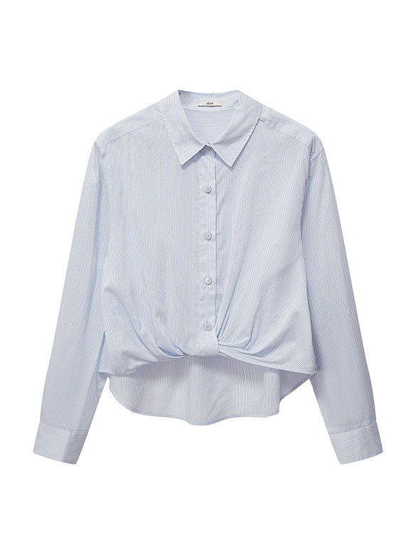 Waist Aperture Drape Stripe Shirt