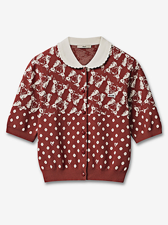 Mixed Pattern Knit Cardigan
