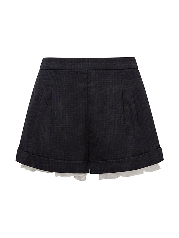Frill Petti Pants Layered Plaid Short Pants