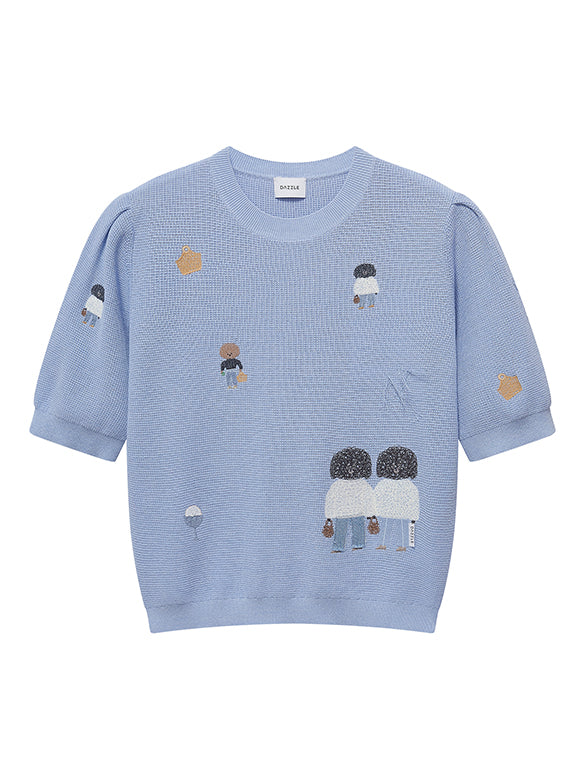 Embroidery Character Knit Cardigan