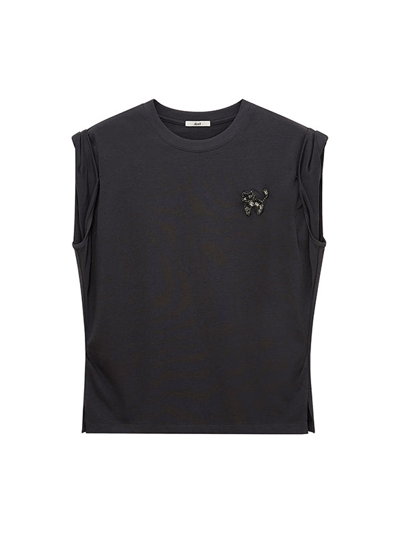 Cat Beads One-point Sleeveless T-shirt