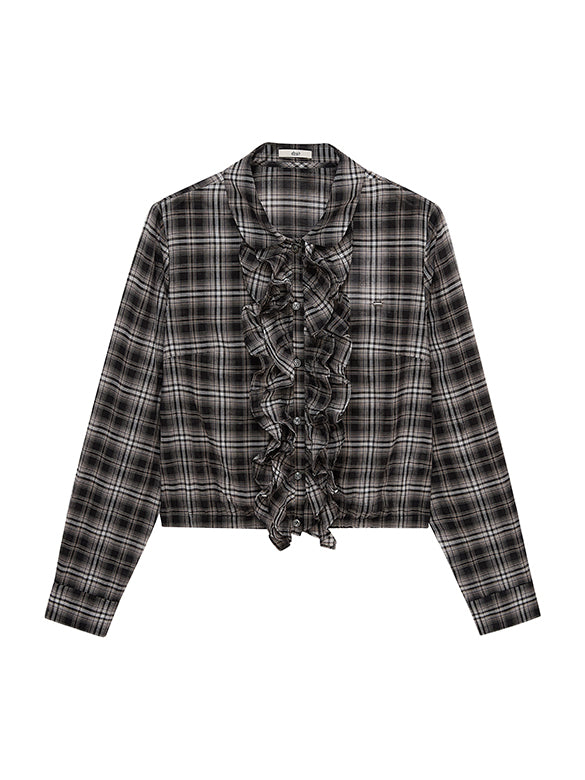 Plaid frill Blouse