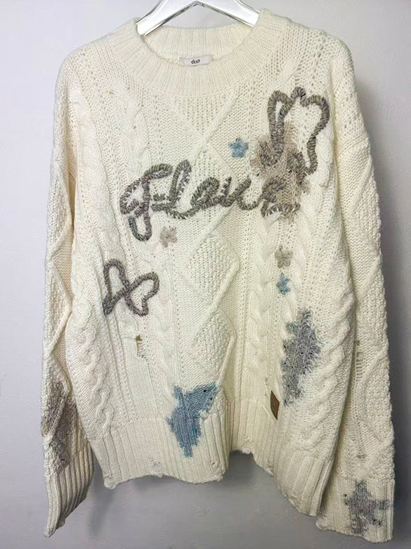 Mix Knitting Embroidery Top