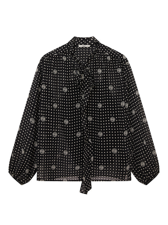 Printed Chiffon Bow-tie Blouse