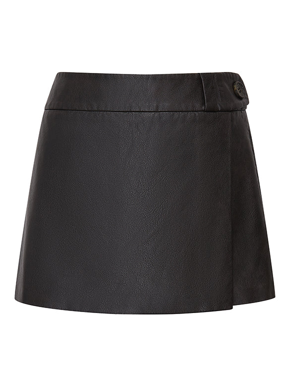 Fake Leather Wrap Short Pants