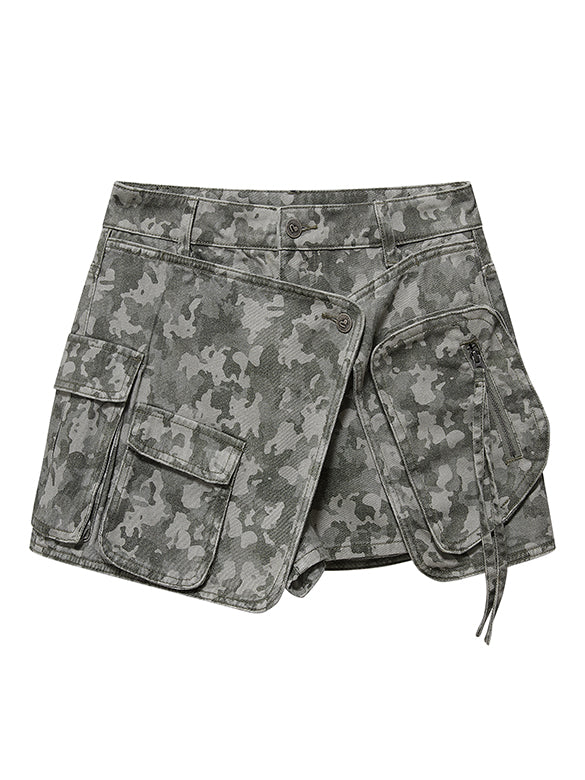 Camouflage Denim Cargo Short Pants