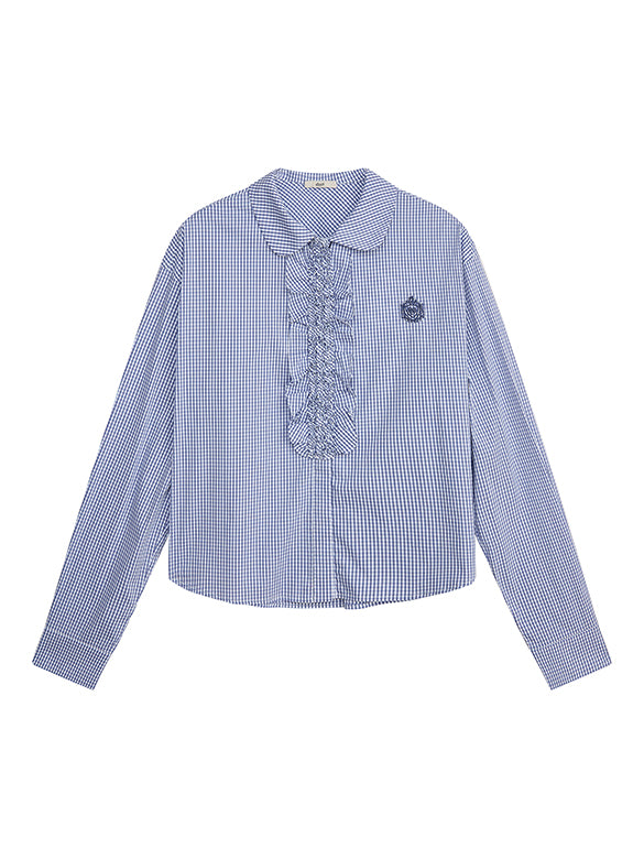 Plaid frill Blouse