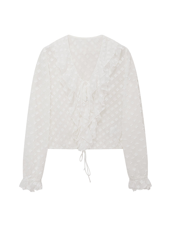 Flower Dot Frill blouse