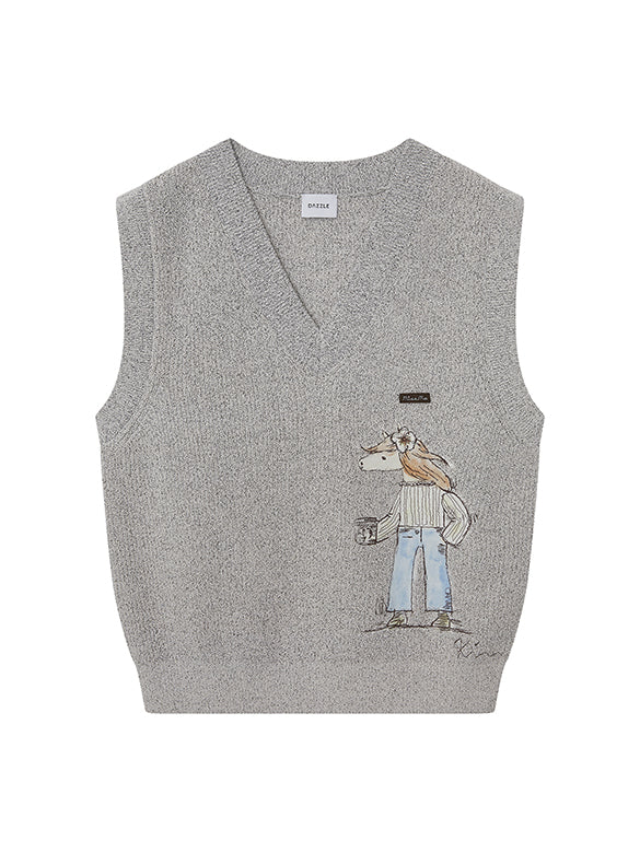 Horse Embroidery Knit Vest