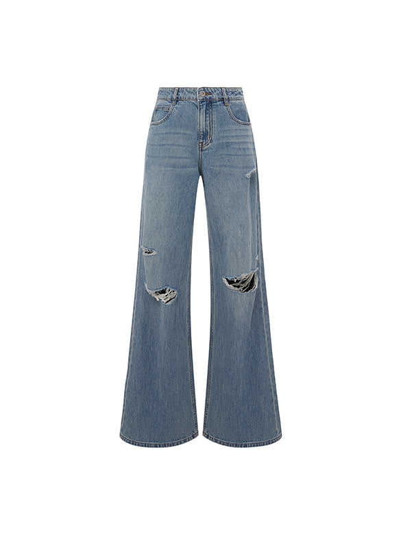 Beads & Damage Denim Pants