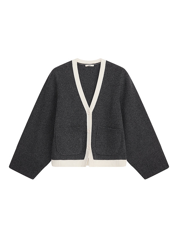 Bi-color Piping Knit Cardigan