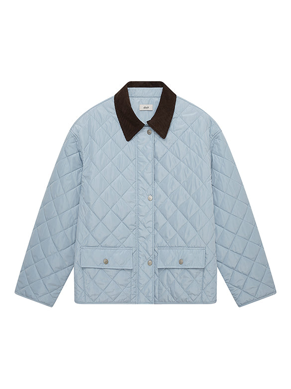 Corduroy-Collar Quilting Jacket