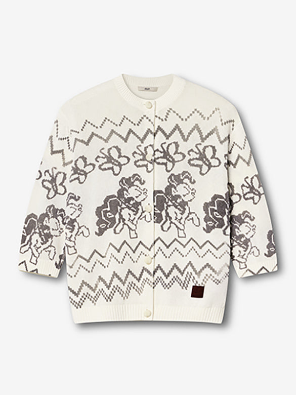 Dot Pattern Knit Cardigan