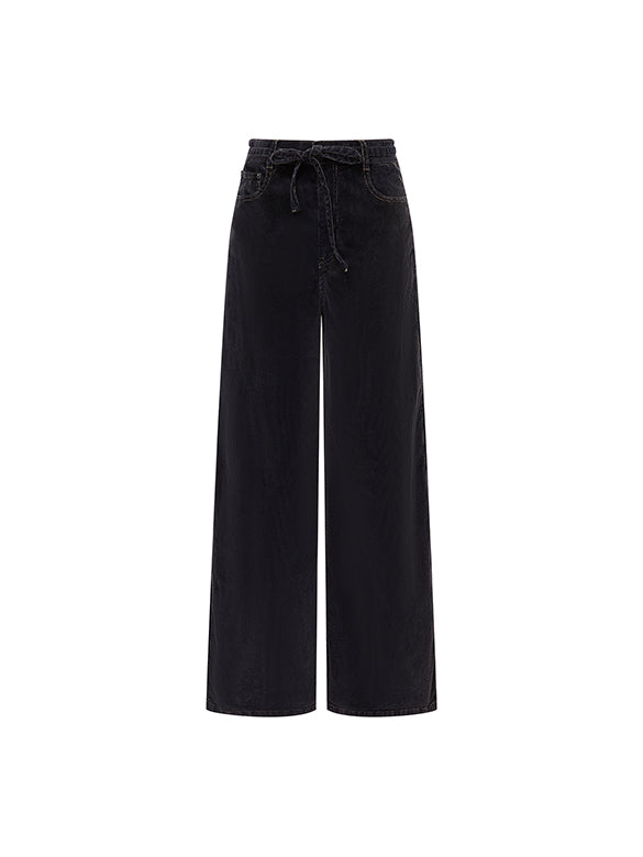 Belted Wide Corduroy Pants