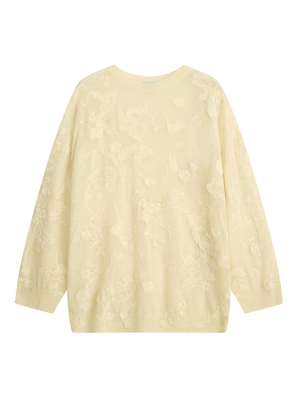Flower Embroidery Knit Top