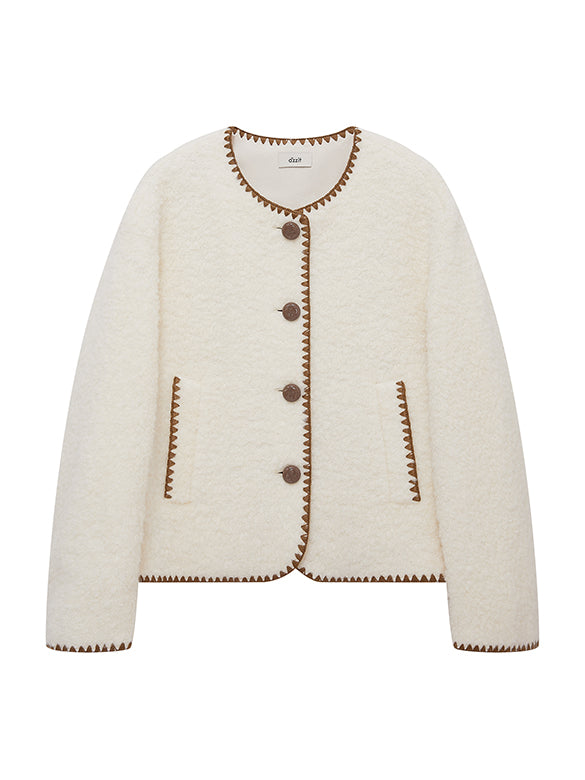 Bi-color Stitch Boa Jacket