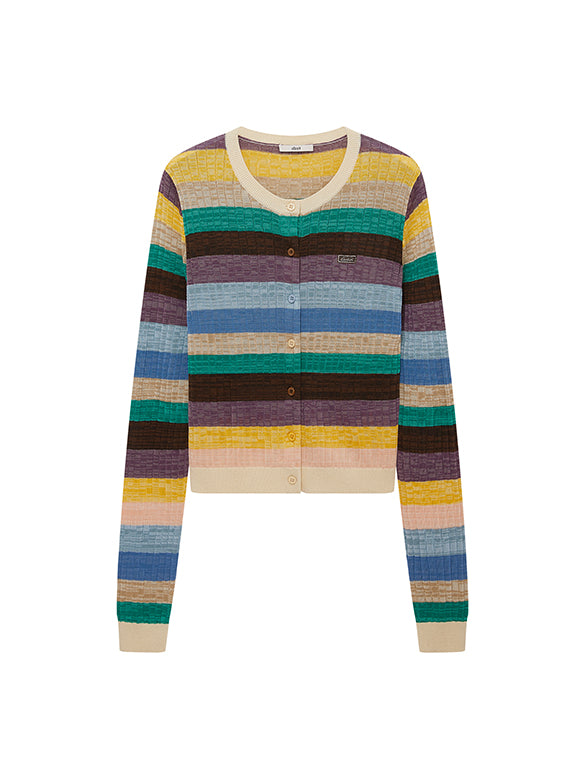 Bi-color Stripe Knit Cardigan